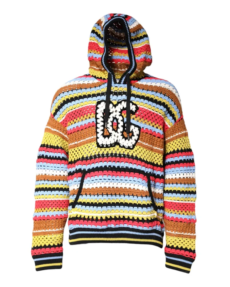 Dolce & Gabbana Men's Multicolor Striped Cotton-Blend Hoodie Cashmere Nylon Clothing Multicolor