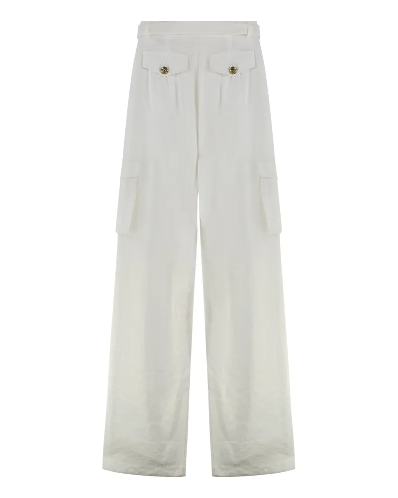 Versace Jeans Women's Cargo Trousers White Modal Wide-Leg White