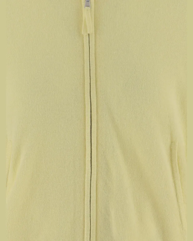 ALLUDE Women's Wool And Cashmere Knit With Hood Yellow Virgin Knitwear Sweater Yellow