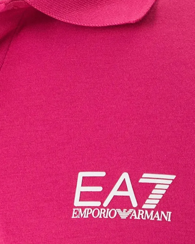 EA7 Men's Polo Shirt Core Identity Fuchsia Cotton T-shirts And Polos Pink