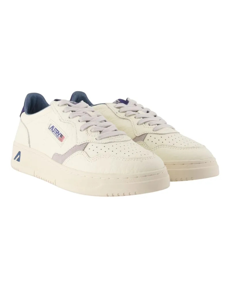 AUTRY Men's Medalist Low Sneakers -  Leather Ivory Calfskin Shoes Beige