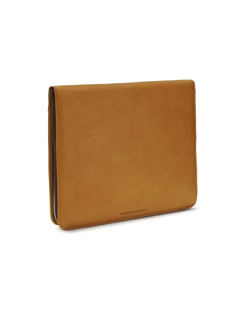 Brunello Cucinelli Men's Brown Calf Leather Bos Taurus Wallet Brown