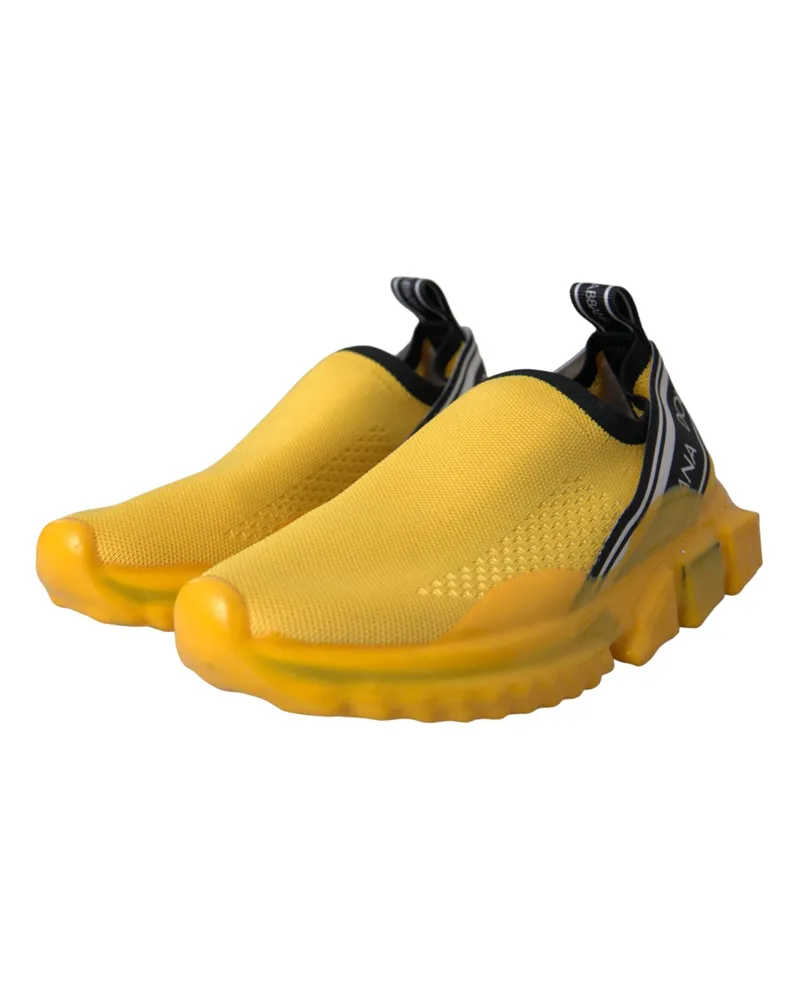 Dolce & Gabbana Yellow Sorrento Slip On Sneakers Women Shoes Yellow