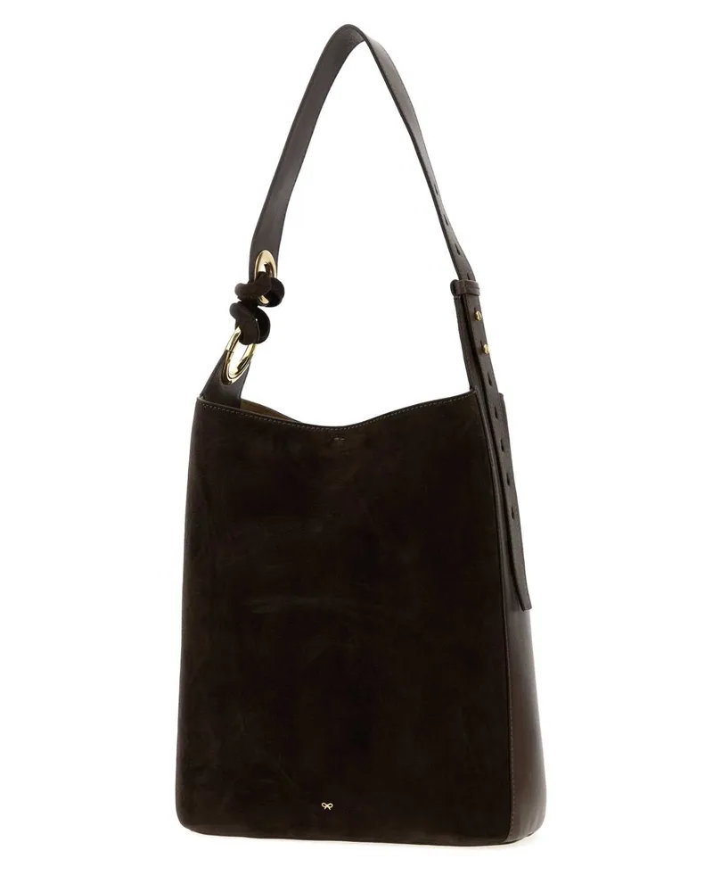 Anya Hindmarch Women's Brown Suede Ringo Bucket Bag Truffle Borse A Secchiello Brown