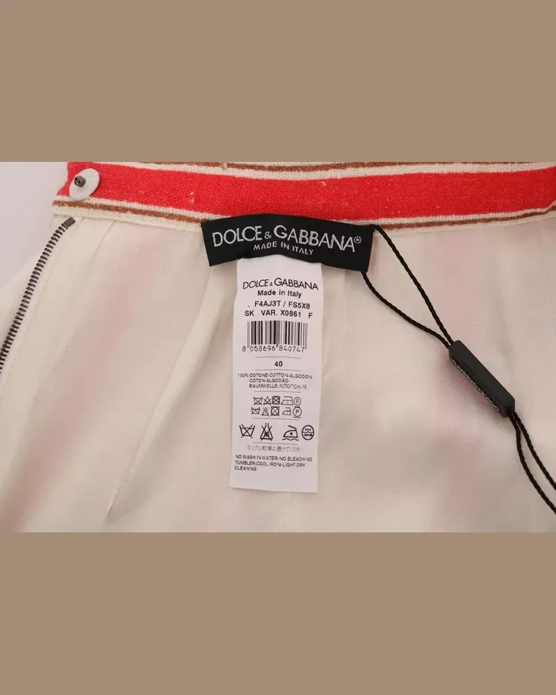 Dolce & Gabbana Women Multicolor Portofino Stripes Cotton Midi Skirt Multicolor