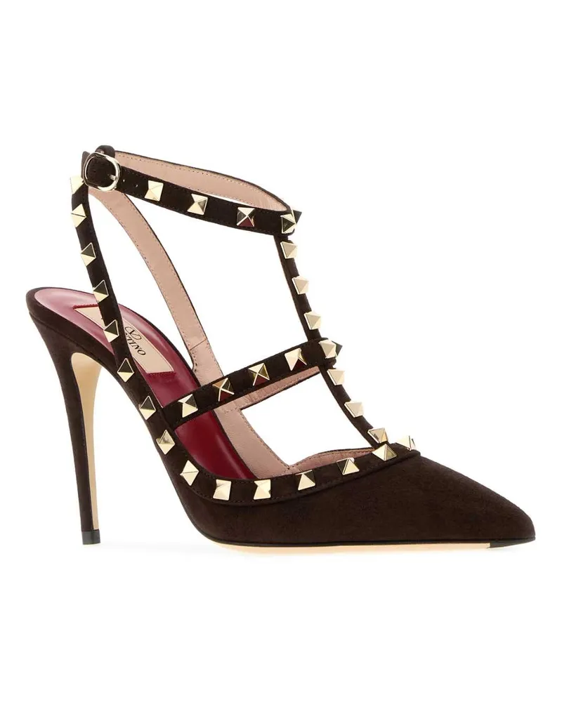 Valentino Garavani Studded T-Strap Heel — Black Black