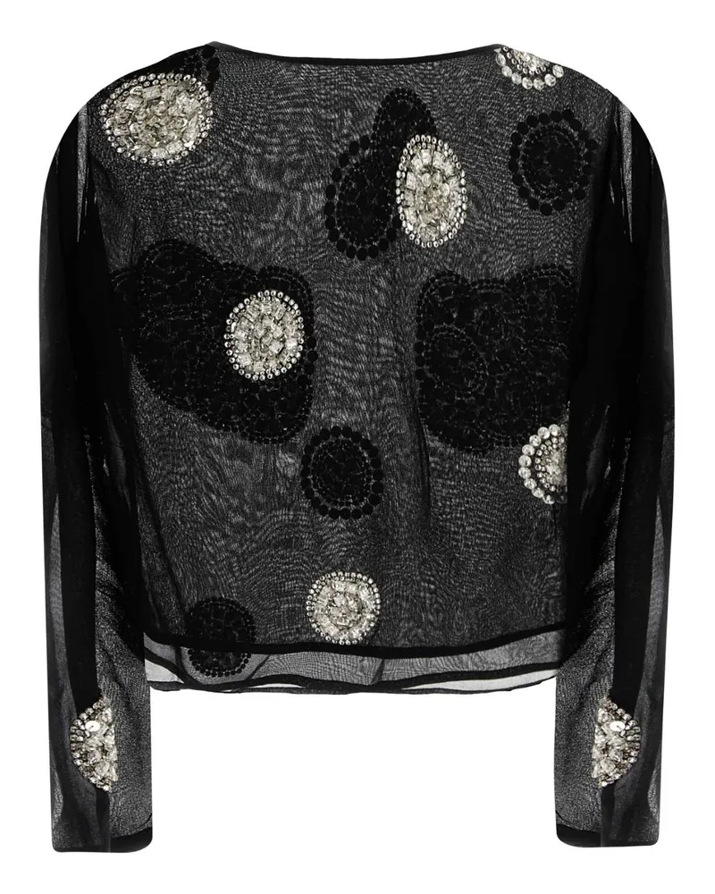 BODE Women Brooch Blouse Black Silk Black