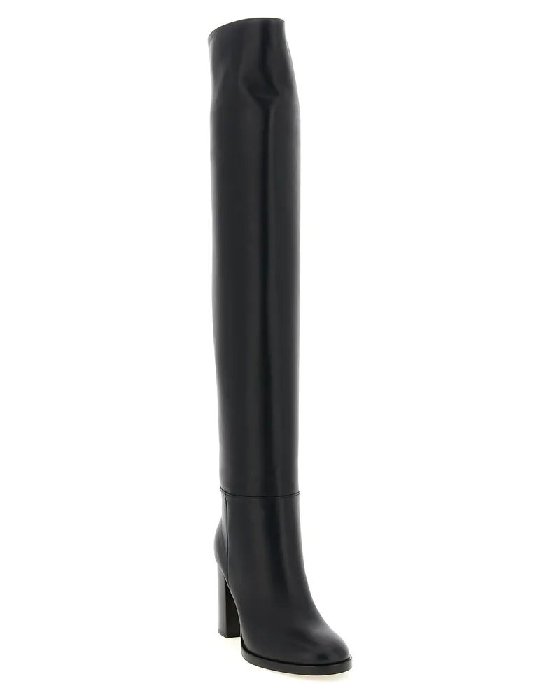 Gianvito Rossi Women's Black Calfskin Over The Knee Shoe Black