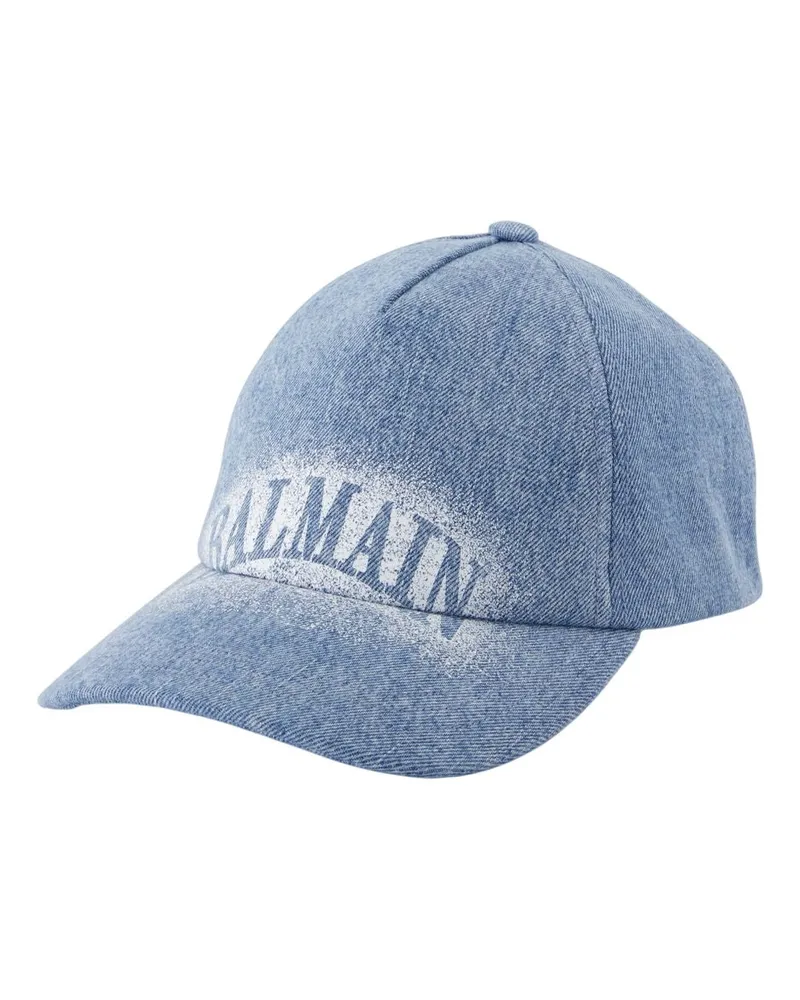 Balmain Men's Gh1xa562dg11-6fc Logo-Embroidered Cotton Baseball Cap Blue Blue