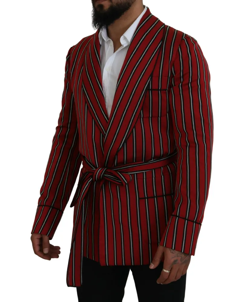 Dolce & Gabbana Red Striped Silk-Lined Blazer — Red Red