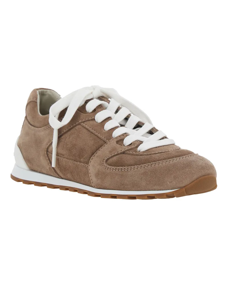 Brunello Cucinelli Women's Low Top Sneaker Brown Calf Leather Trainers Brown