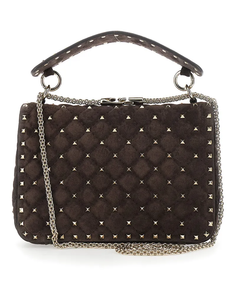 Valentino Garavani Lambskin Leather Crossbody Bag — Brown Brown
