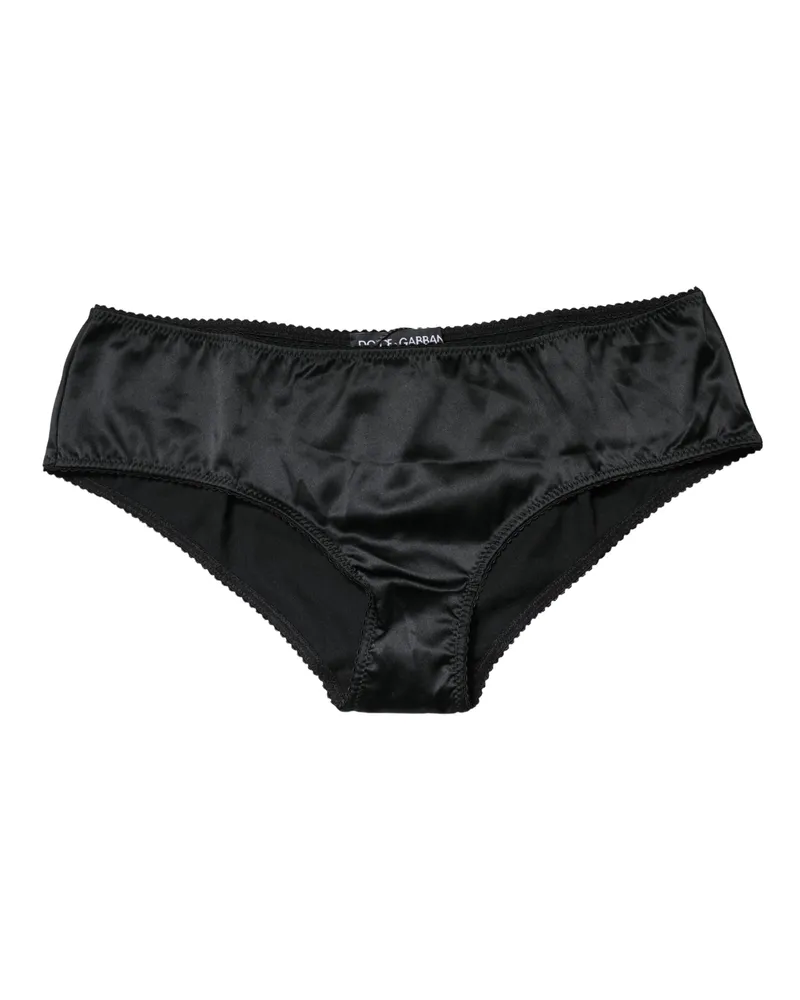 Dolce & Gabbana Women Black Silk Stretch Mid Waist Brief Panty Underwear Elastane Clothing Black