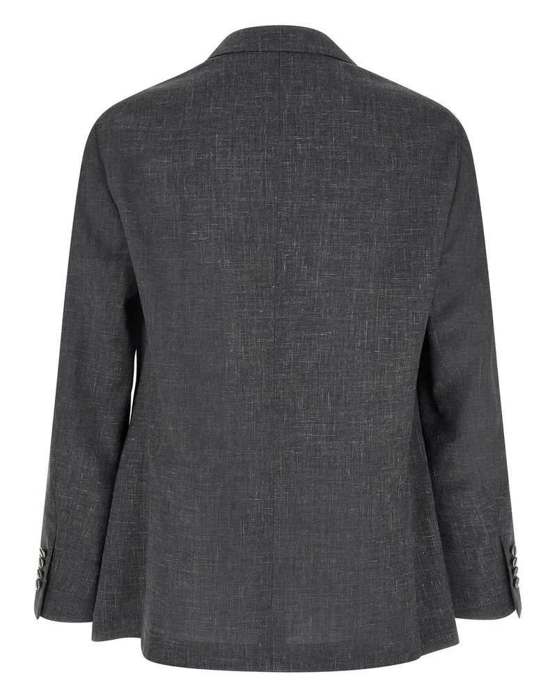 Brunello Cucinelli Flamed Wool Canvas Blazer — Gray Gray
