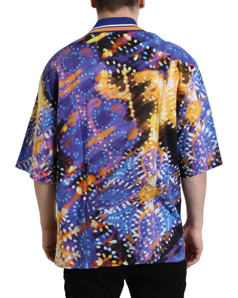 Dolce & Gabbana Men's Multicolor Luminarie Print Cotton Casual Shirt Multicolor