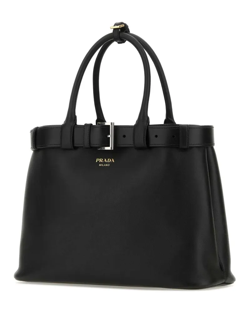 Prada Women's Black Leather  Buckle Large Handbag Nero Vitello Borse A Mano Bag Black