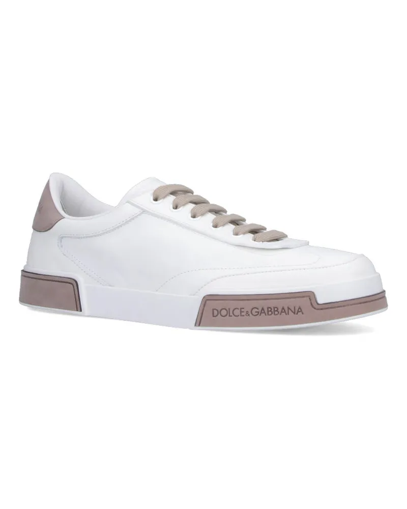 Dolce & Gabbana Men's Calf Leather Low-Top Sneaker White Lamb White