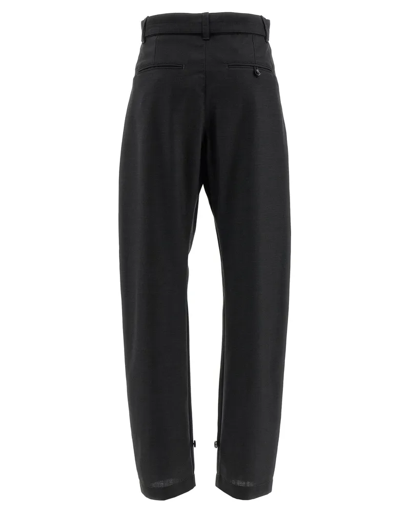 Christophe Lemaire Curved Tailored Wool Trousers — Black Black