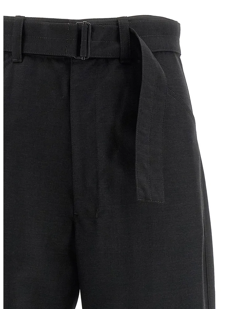 Christophe Lemaire Curved Tailored Wool Trousers — Black Black