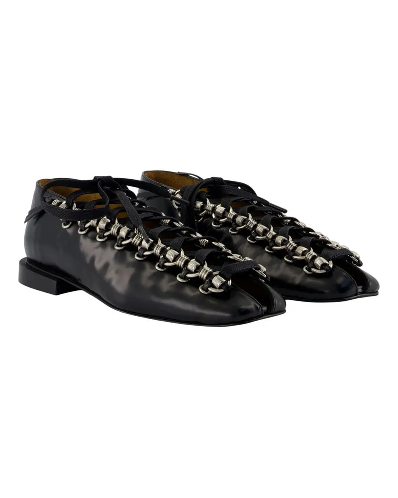 Toga Women's Aj1452 Ballerinas -  Leather Black Calfskin Shoes Flat-Shoes Black