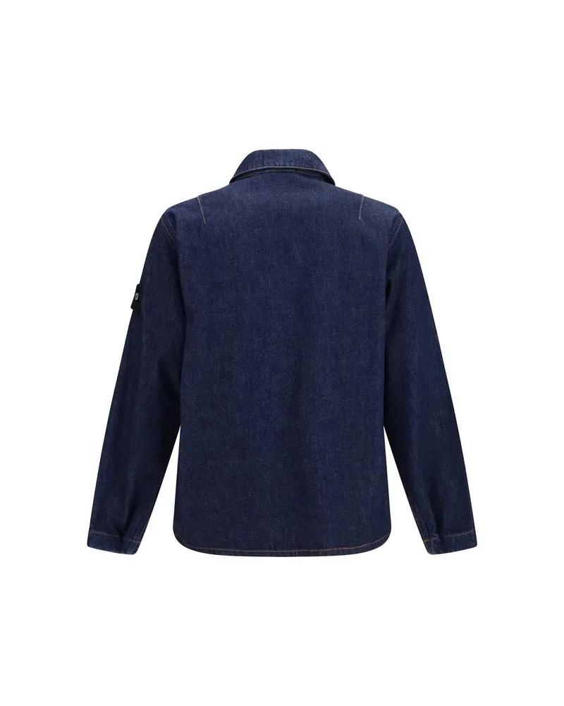 Stone Island Cotton Denim Jacket — Blue Blue