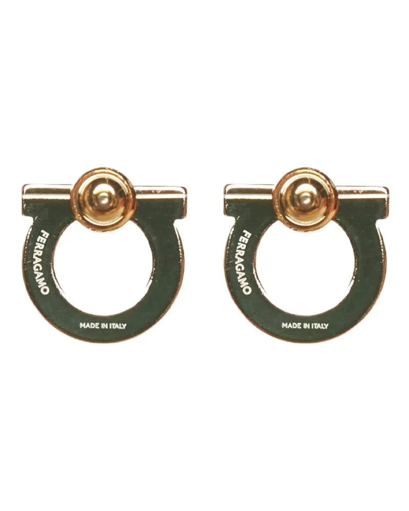 Ferragamo Women's Stud Earrings Gancini Gold Plexiglass Gold