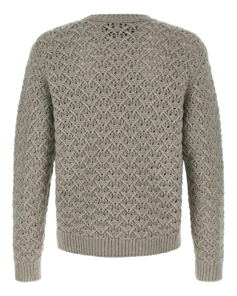 Valentino Garavani Diamond-Knit Virgin Wool Sweater — Gray Gray