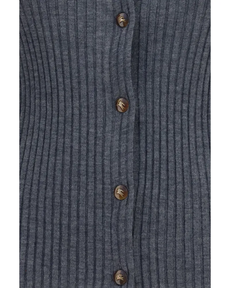 Burberry Women's Cashmere Cardigan Grey Melange (capra Hircus) Sweater 