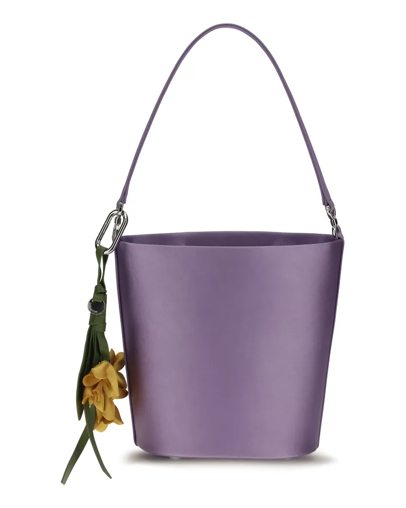 Self-Portrait Women's Bucket Bag Lilac Satin Polyester Purple