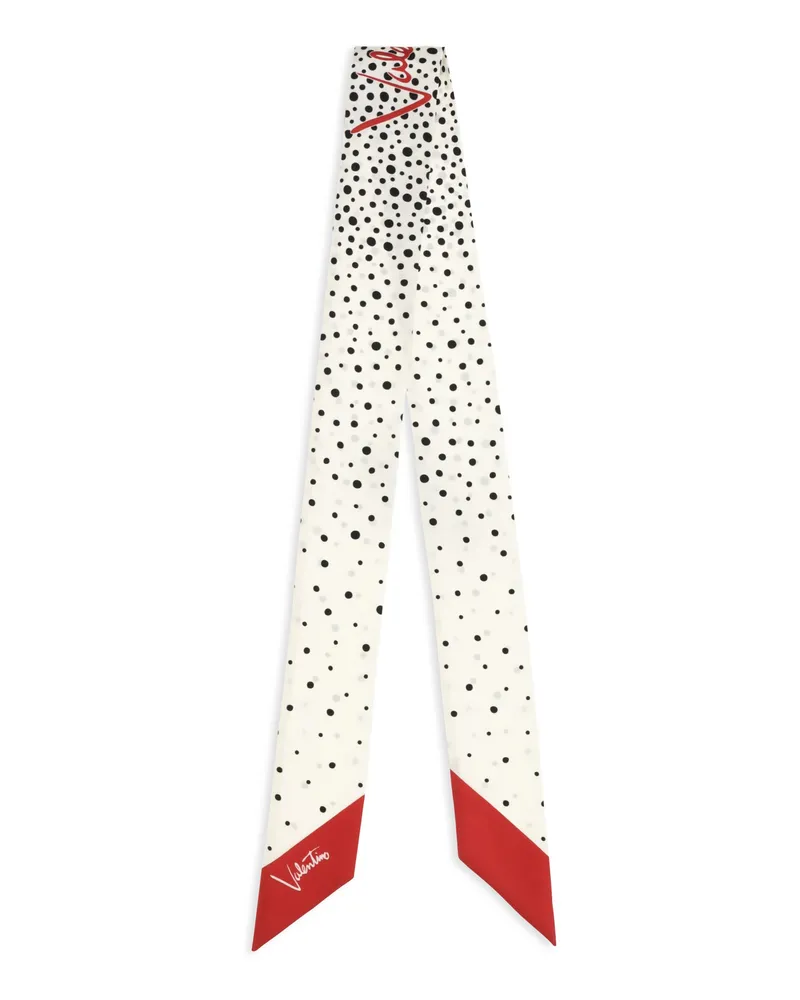 Valentino Garavani Women's Twill Little Stars Starry Scarf Silk Vaniglia-Nero-Rosso-Vaniglia Vaniglia-nero-rosso/vaniglia Scarfs White