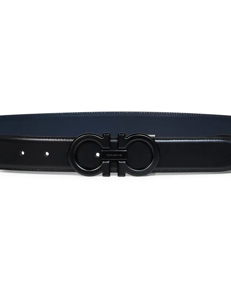 Ferragamo Reversible Two-Tone Calfskin Belt — Black Black