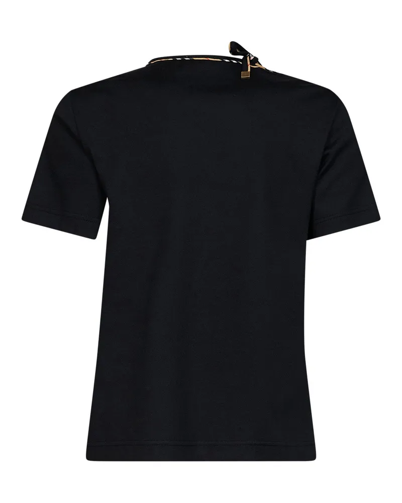 Burberry Women's T-Shirt With Check Ties, Black Cotton T-Shirts & Jerseys Black