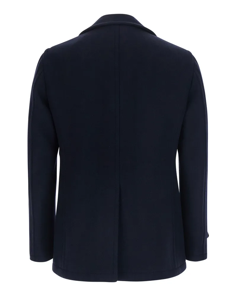Tagliatore Men's Blue Wool Coat Navy