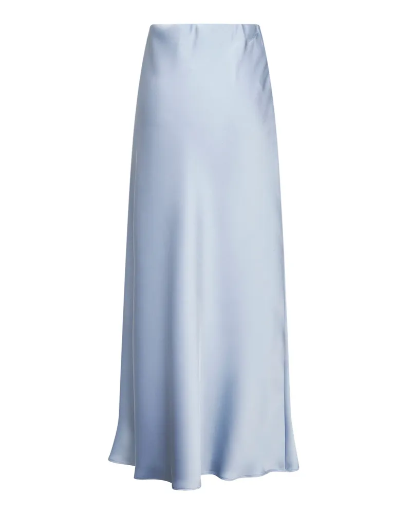 Blanca Women's Powder Blue Satin Long Bias Skirt Light Polyester Blue