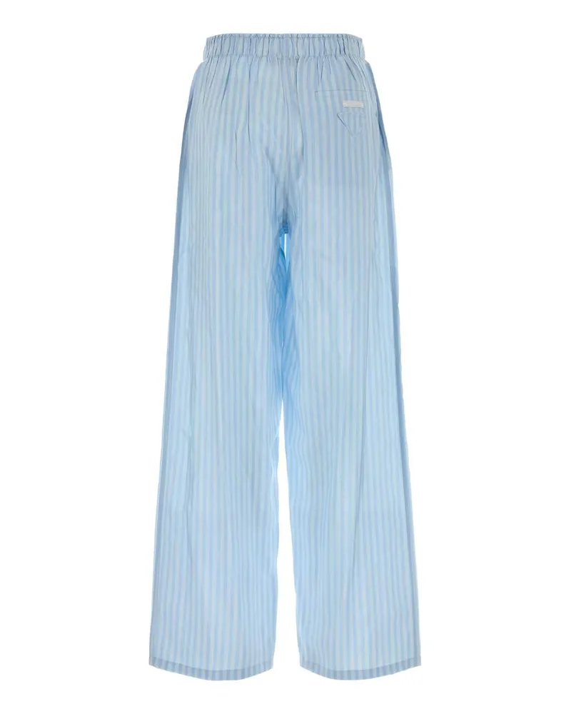 Prada Women's Embroidered Silk Pyjama Pant Celeste Se-Trochusniloticus Pantaloni Blue