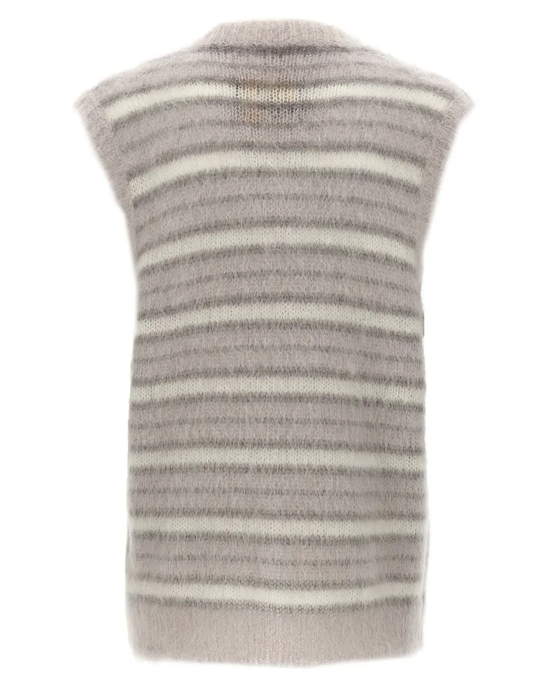 Marni Striped Mohair Blend Vest — Taupe Taupe