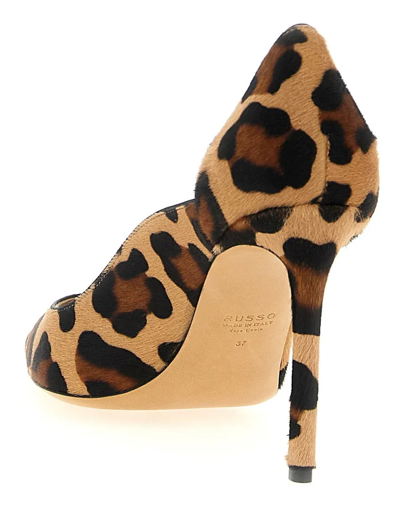 Francesco Russo Leopard Pony Hair Pump — Camel Camel