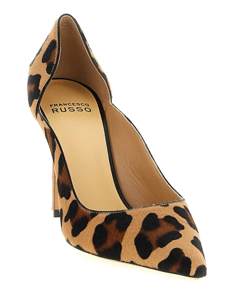 Francesco Russo Leopard Pony Hair Pump — Camel Camel