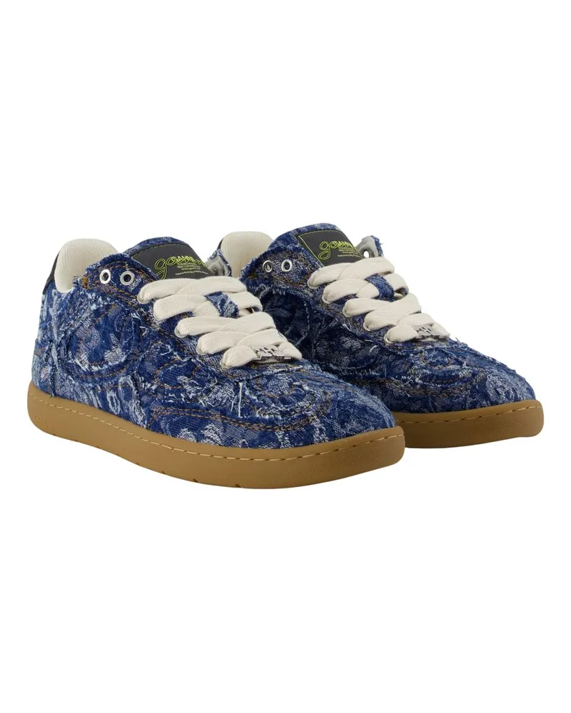 Ganni Women's Tapestry Sneakers -  Cotton Blue Shoes Navy