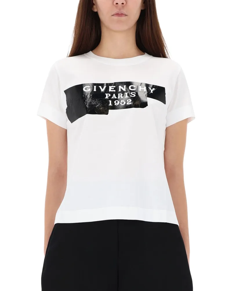 Givenchy Tape-Detail Cotton T-Shirt — White White