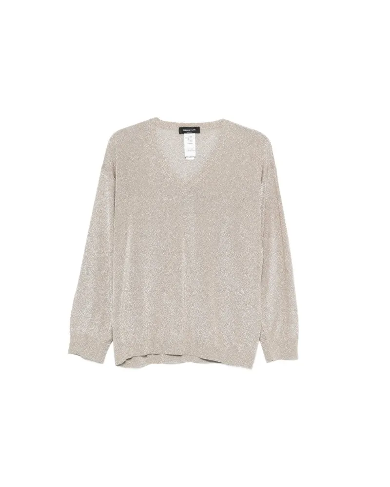 Fabiana Filippi Women's V-Neck Long-Sleeve Sweater Ss26 W Beige