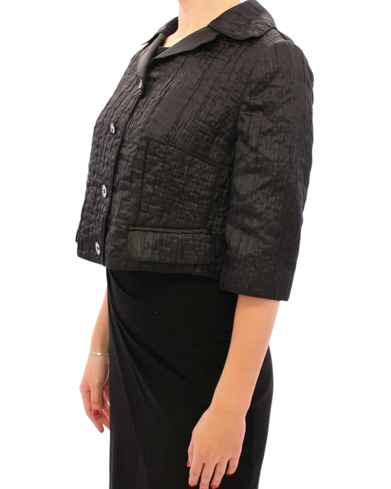 Dolce & Gabbana Women Black Short Bolero Shrug Jacket Coat Polyester Black