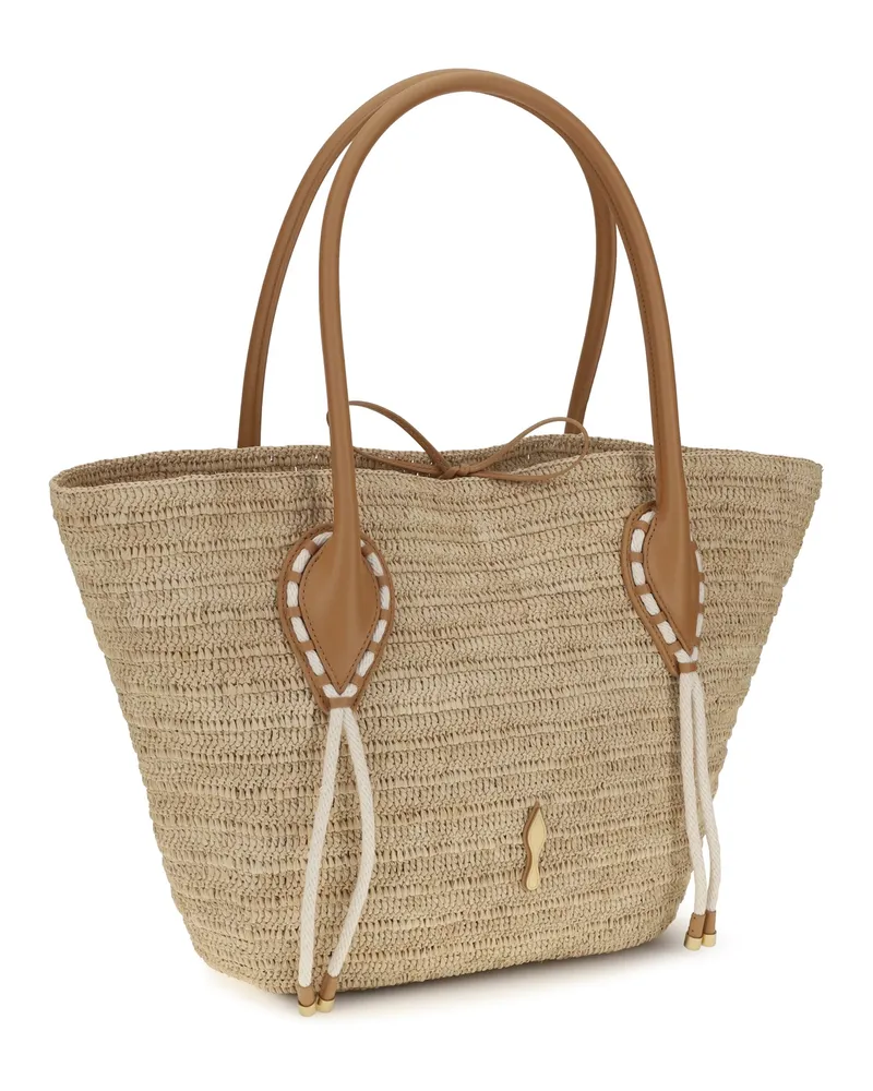 Christian Louboutin Women's Large Venus Basket Shoulder Bag Natural-Cuoio Raffia Natural/cuoio Beige