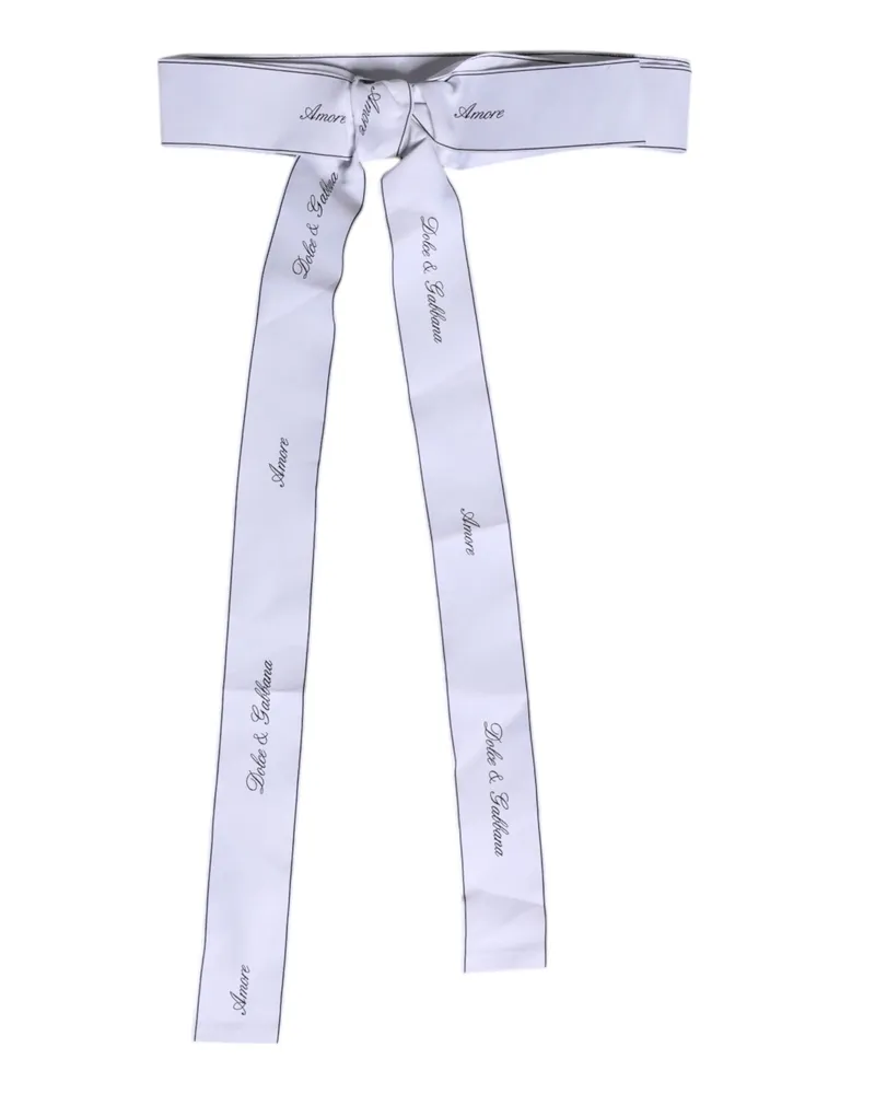 Dolce & Gabbana Women White Waist Ribbon Wide Bow Logo Belt Polyester White