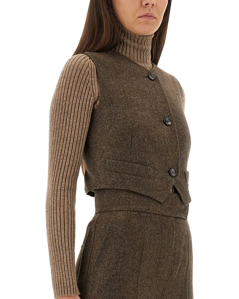Max Mara Virgin Wool Vest — Brown Brown
