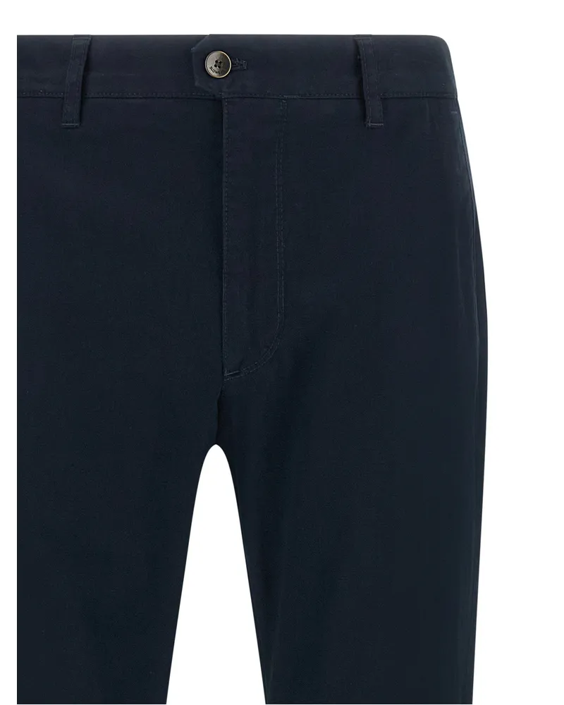 Incotex Stretch Cotton Canvas Trousers — Navy Navy