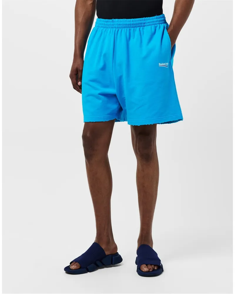 Balenciaga Men's Political Campaign Logo Shorts Blue Clothing > Pants Blue