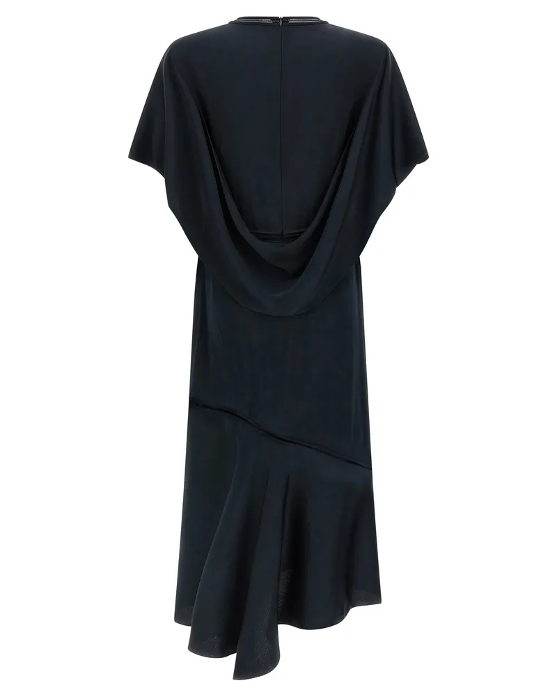 Fabiana Filippi Ruffle-Sleeve Silk-Effect Dress — Black Black
