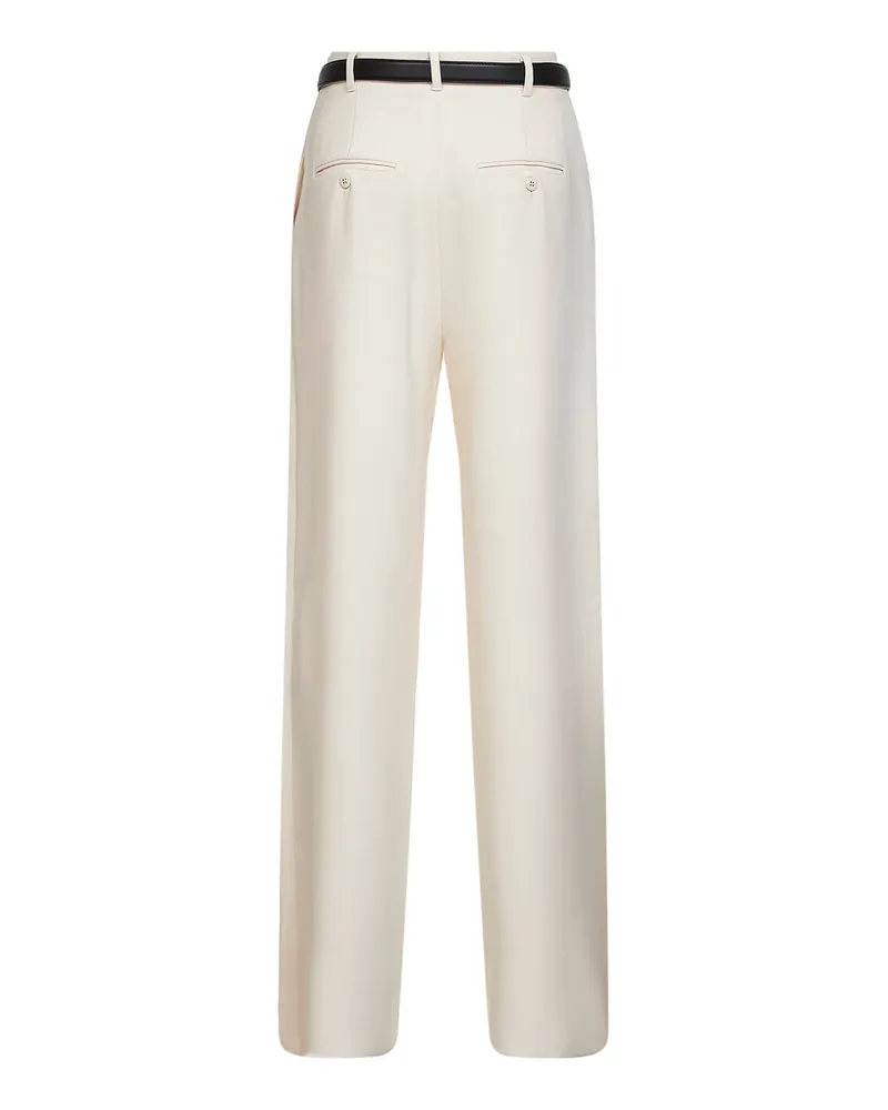 Max Mara Wide-Leg Cady Trousers — Beige Beige