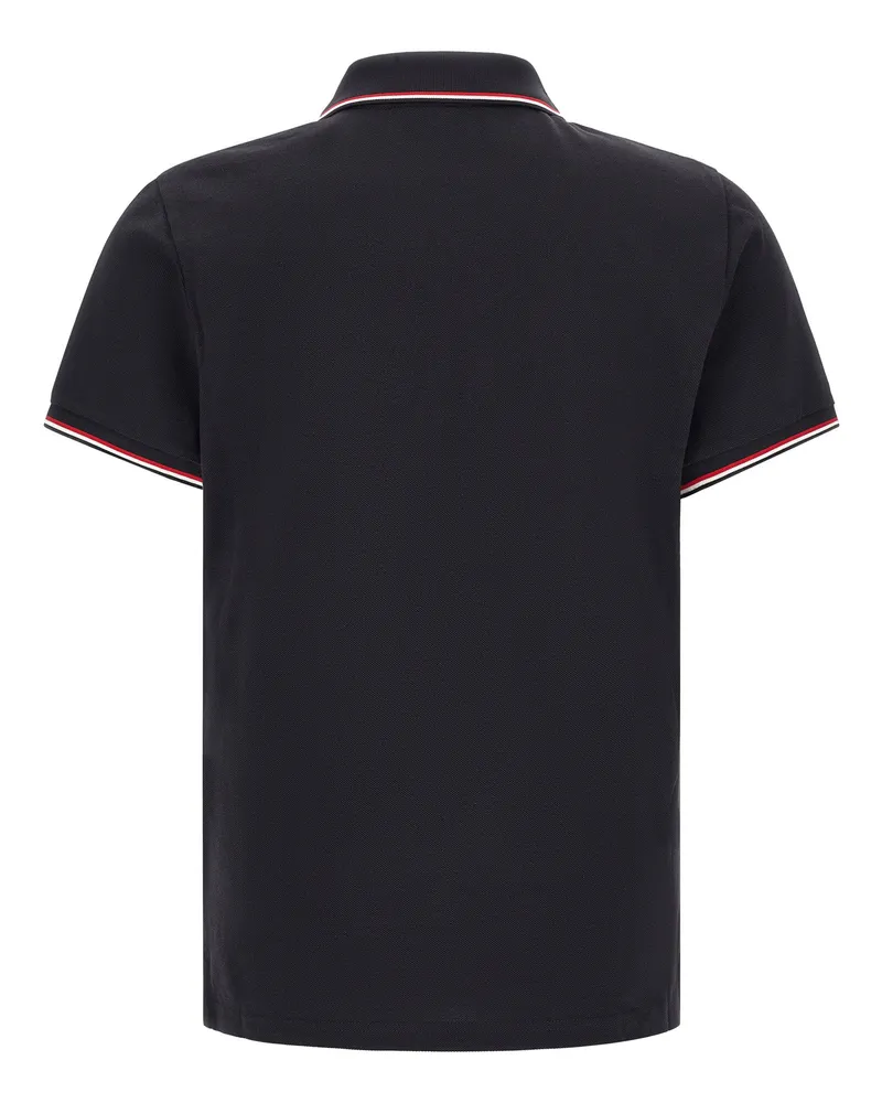 Moncler Tricolor Trim Polo Shirt — Navy Navy